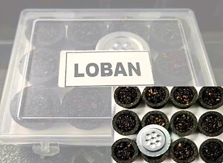 Shree Aroma Loban mini dhoop cups in a clear box