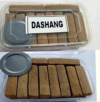 Box of Shree Aroma Dashang dhoop tukda bars with holder plate